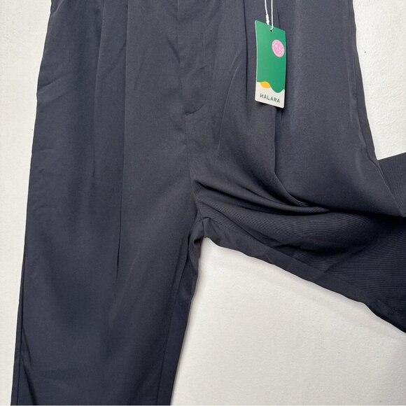 Halara Womens 44 Tapered High Waisted Button Straight Leg Trouser In Black - Picture 9 of 14